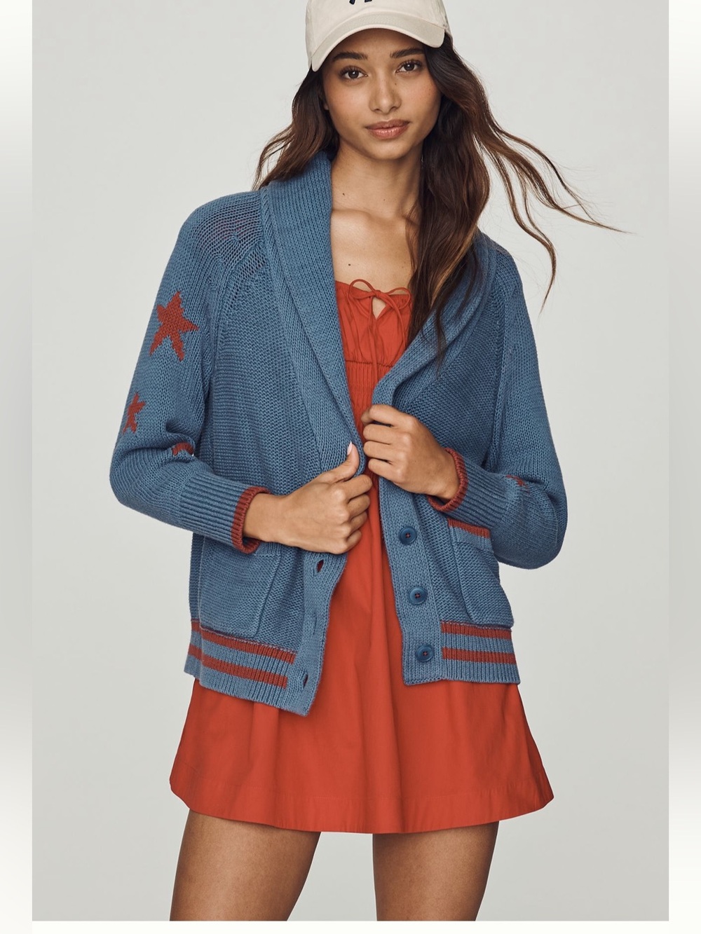 Maeve Shawl Collar American Flag
Cardigan Sweater SZ M NWT